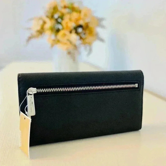 Michael Kors large trifold leather wallet black new - Picture 2 of 6